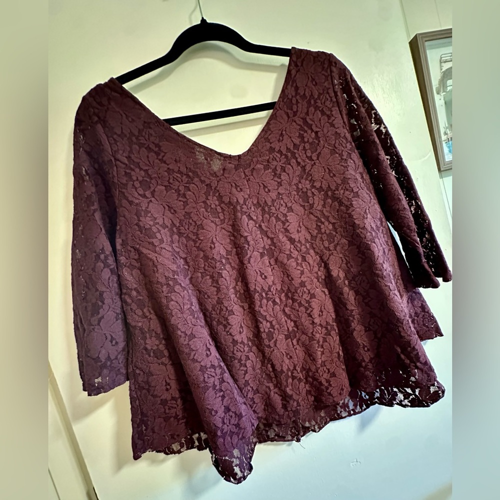 American Eagle Lace Top — Loose and Flowy — Size L — Maroon/Deep Red